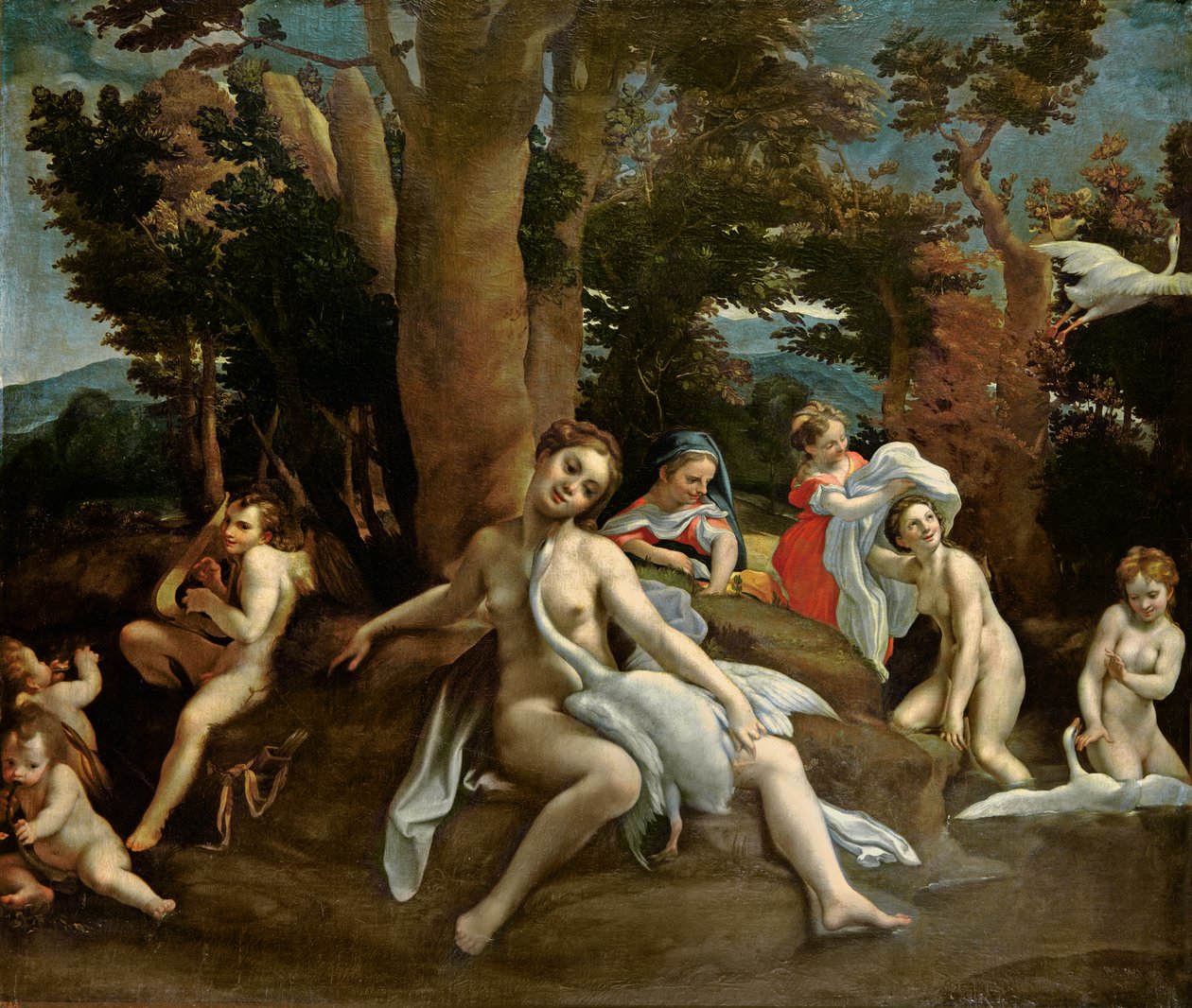 Leda og svanen af Antonio da Correggio