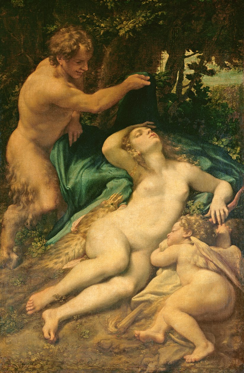 Venus, Satyr og Amor, 1528 af Antonio da Correggio