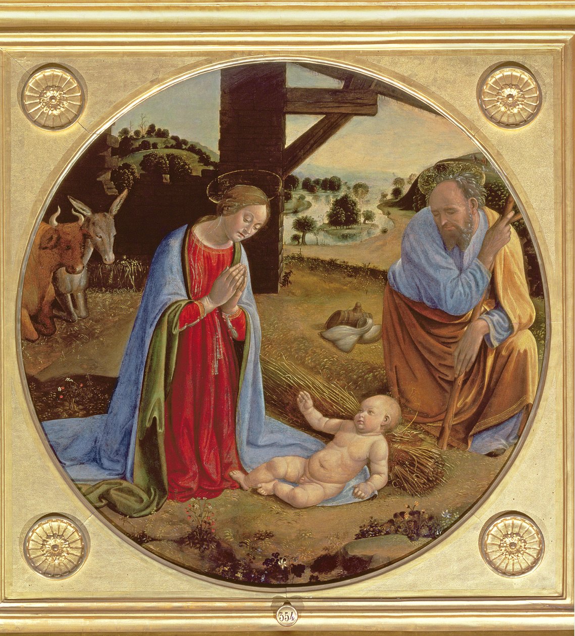 The Nativity (tempera på panel) af Cosimo Rosselli