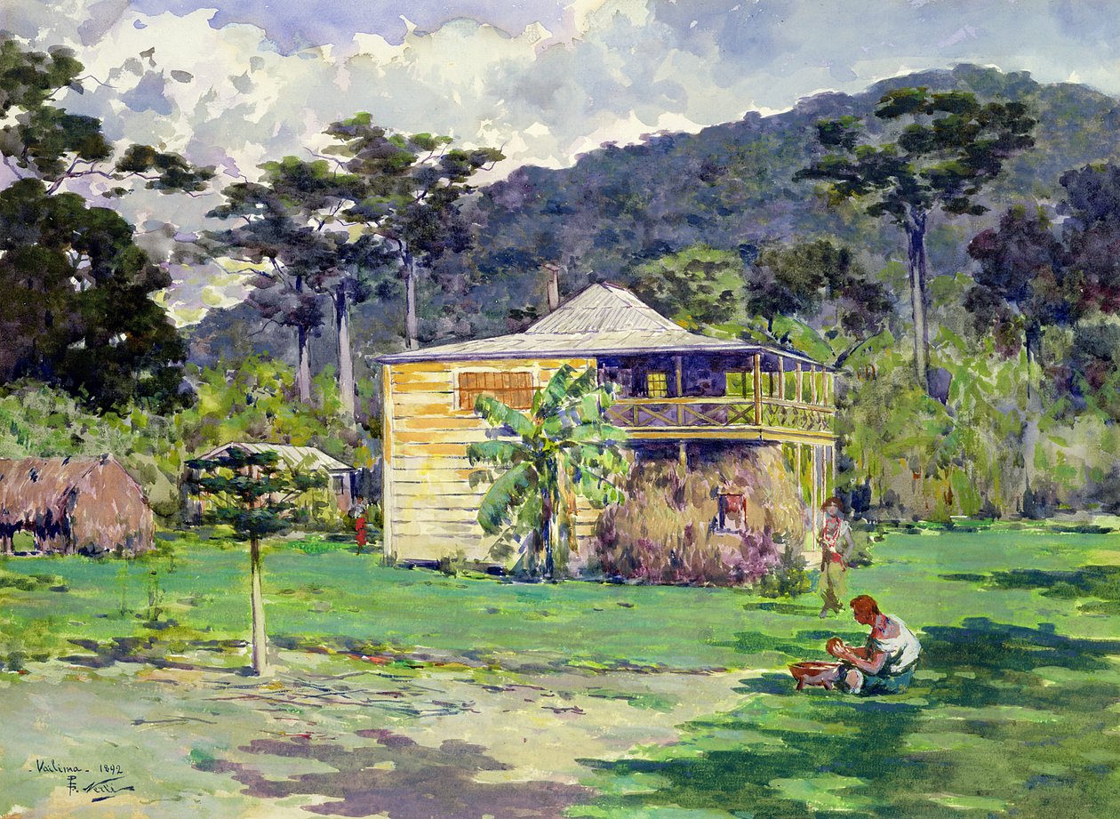 Vailima, 1892, hjemsted for Robert Louis Stevenson på Samoa af Count Girolamo Pieri Nerli
