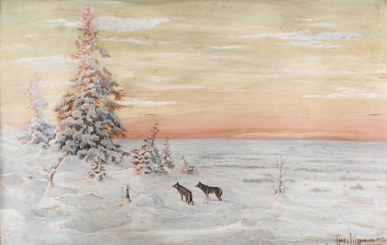 Vinterlandskab med ulve, 1915 af Count Vladimir Leonidovich Muravyov