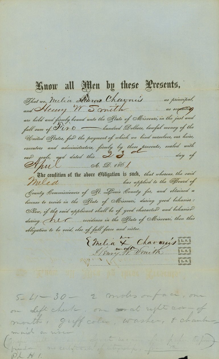 Chavouis Free Negro Bond af County Court of St. Louis