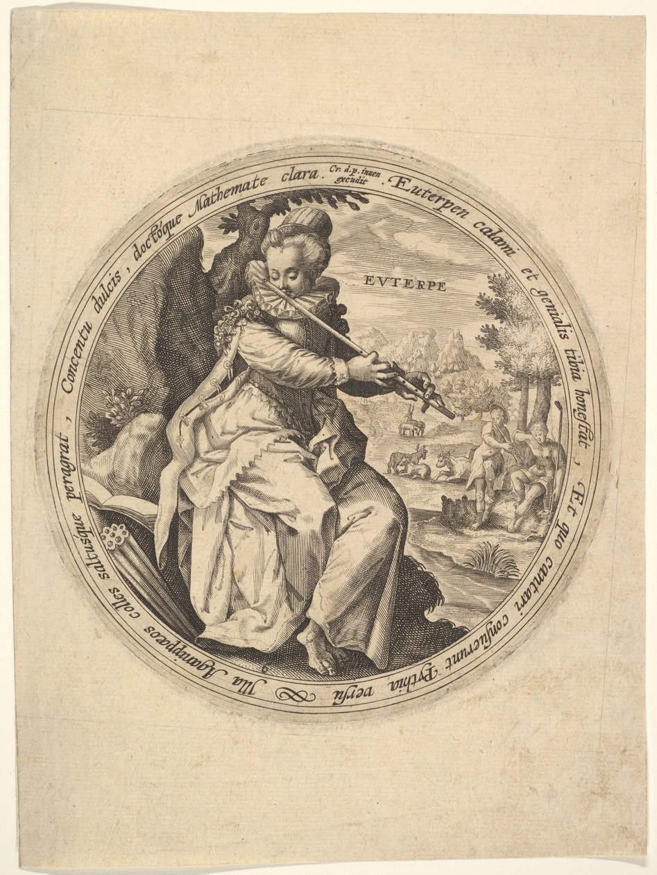 Euterpe, fra Muserne. af Crispijn de Passe I