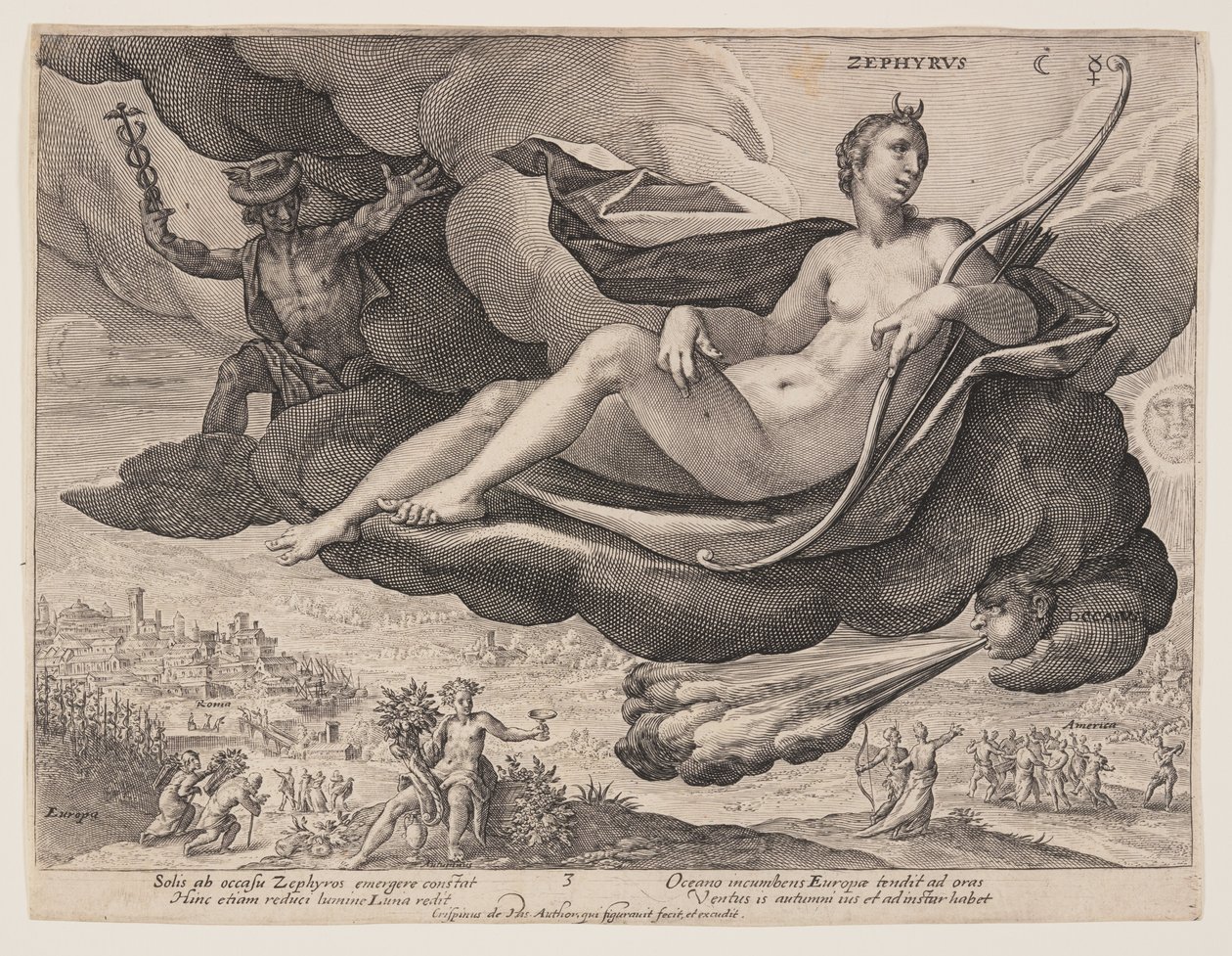 Zephyrus, fra The Winds af Crispijn van de Passe I