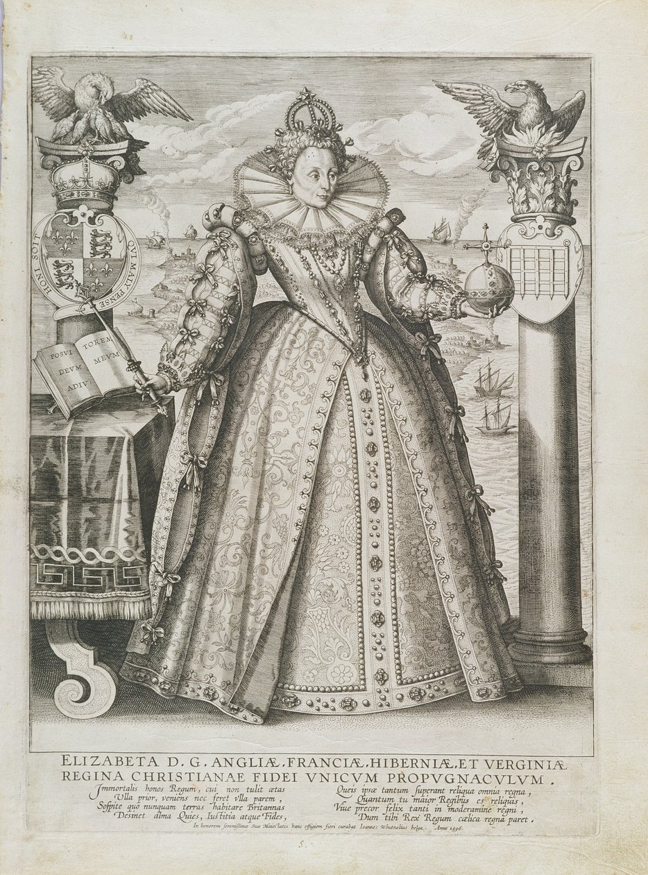 Portræt af dronning Elizabeth (1533-1603) 1596 af Crispin  Passe