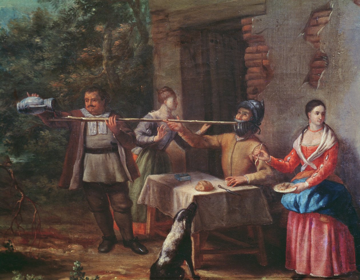 Don Quixote drikker på en kro af Cristobal Valero