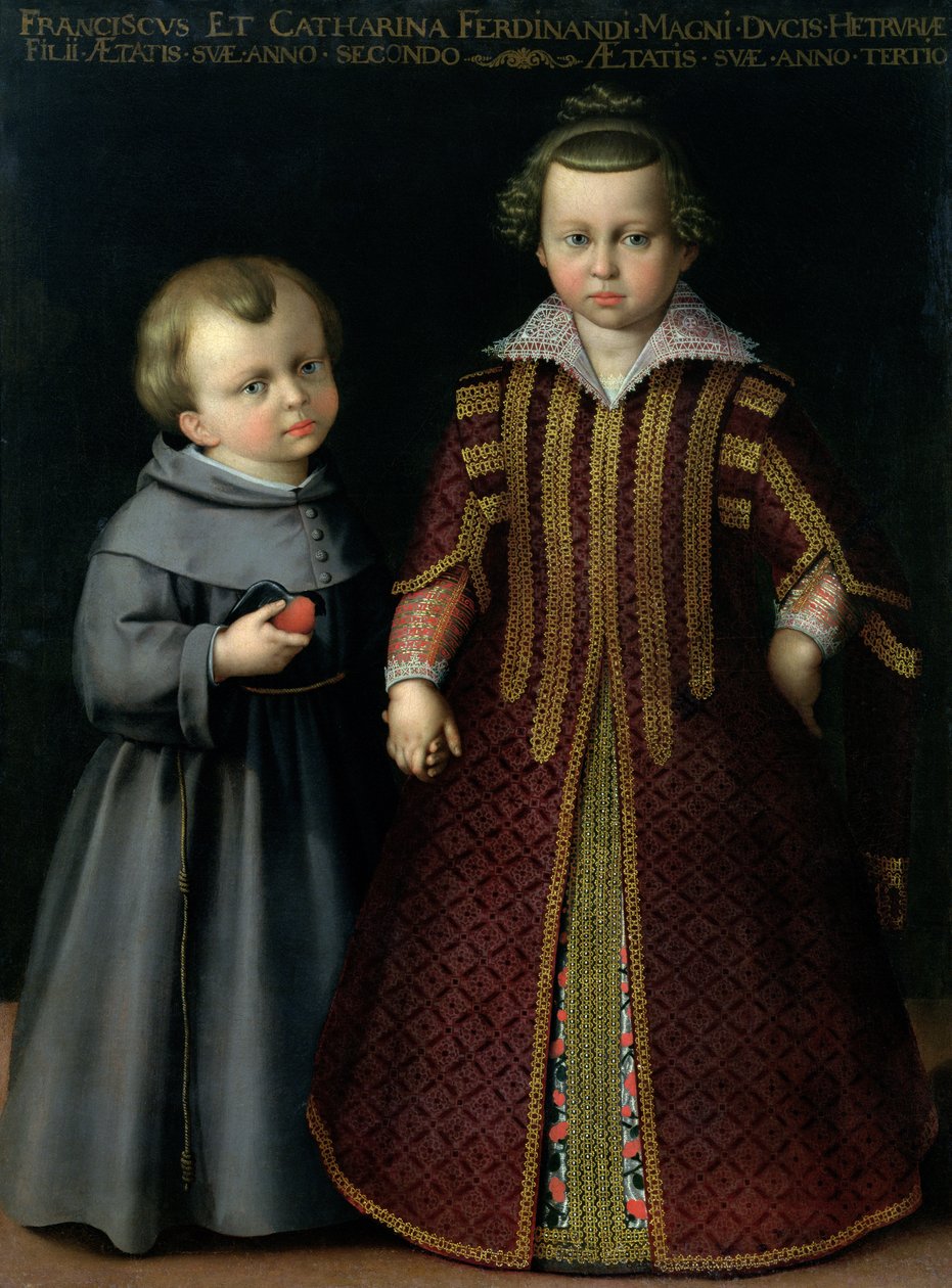 Francesco og Caterina de Medici (tempera på lærred) af Cristofano Allori