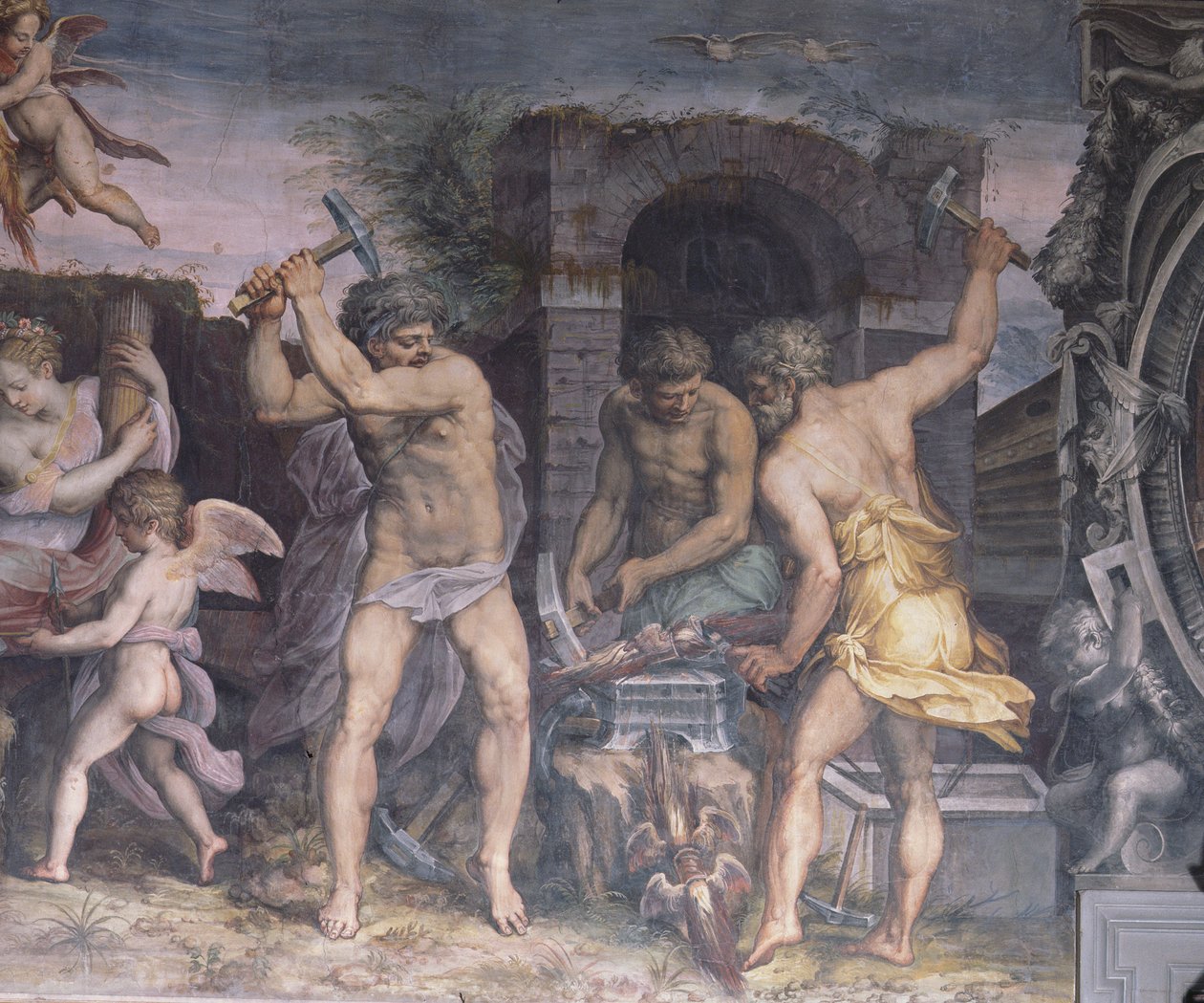 Vulcans smedje, 1555 af Cristofano Gherardi