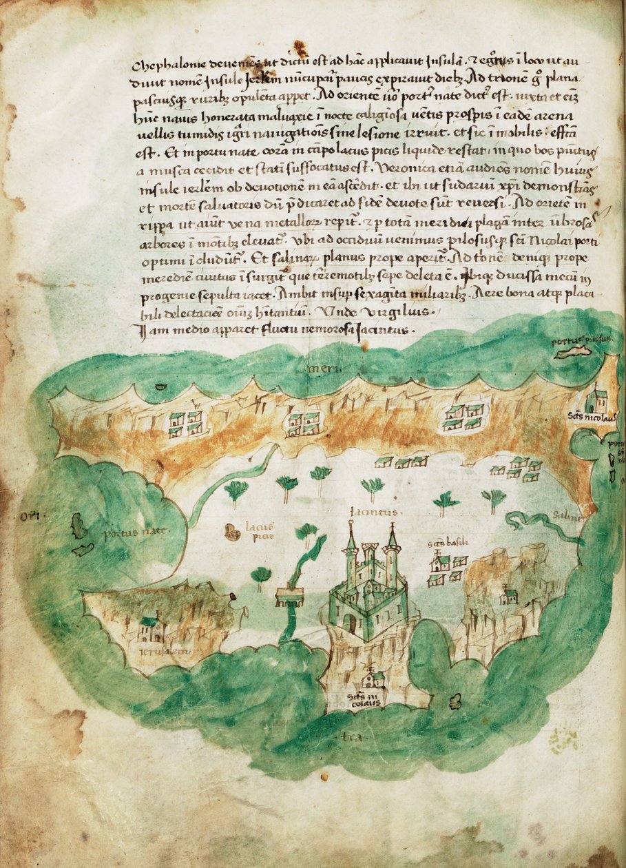Kort over Zakinthos, ca. 1420 (pergament) af Cristoforo Buondelmonti
