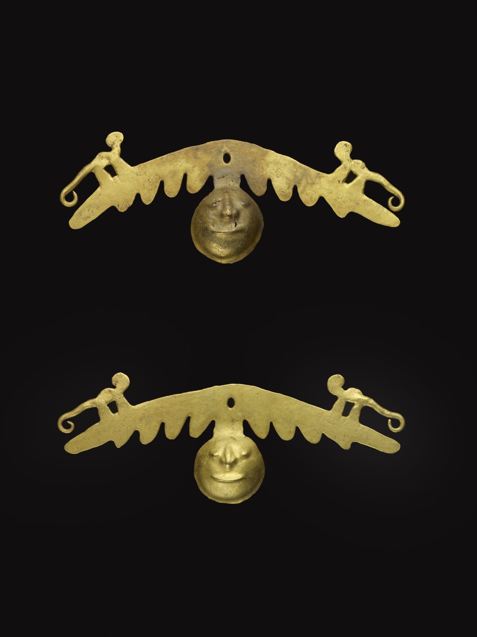 Par ørepynt, 600-1600 e.Kr. (guld) af Culture Nariño