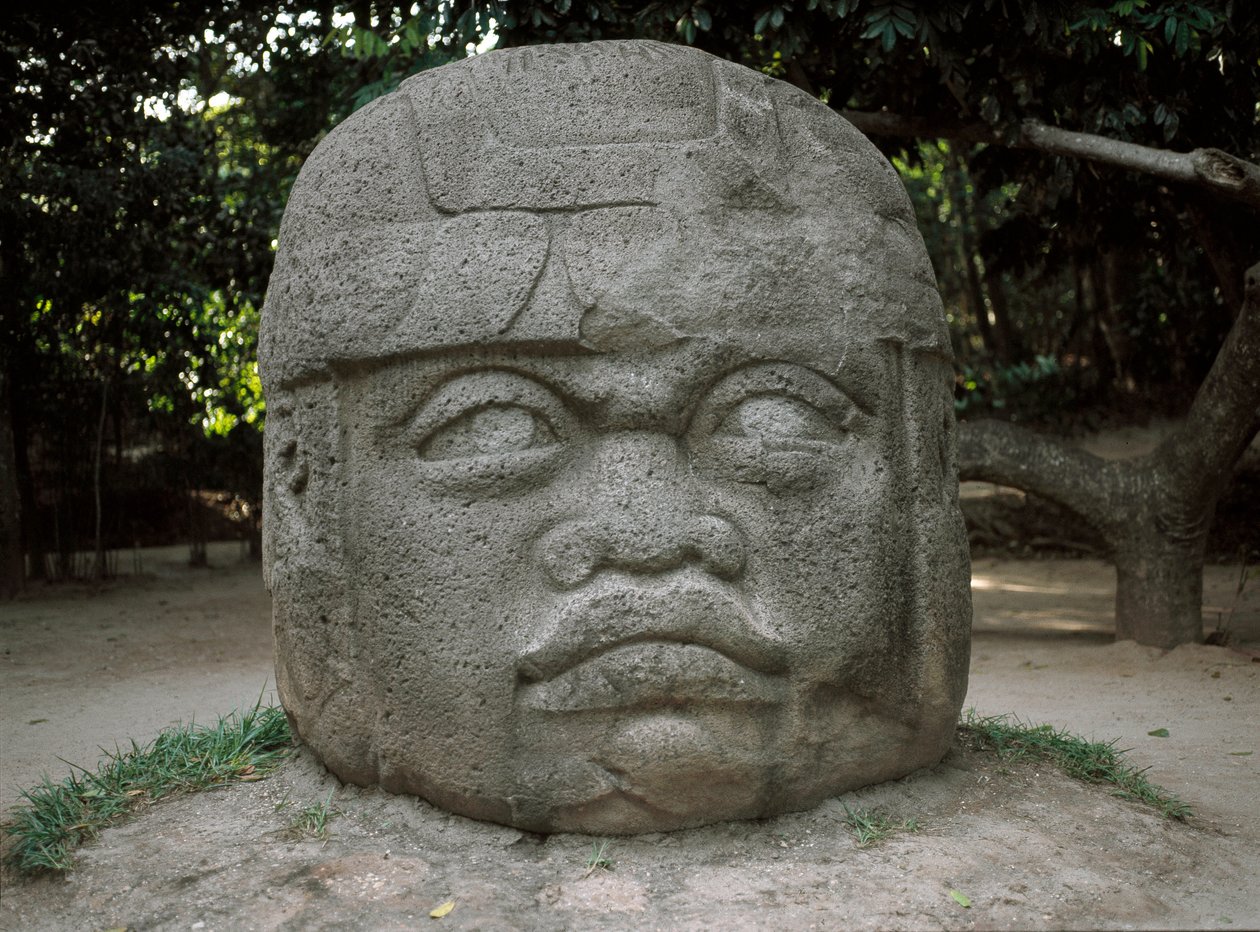 Kolossalt hoved af Culture Olmec