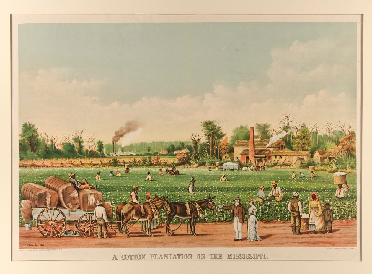En bomuldsplantage på Mississippi af Currier and Ives