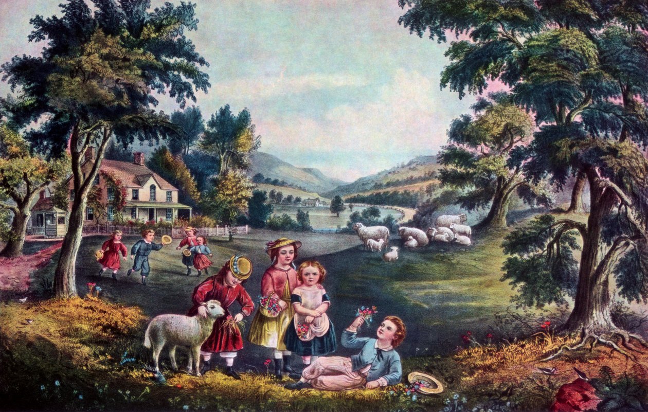 Glædens sæson, barndom, 1868. af Currier and Ives