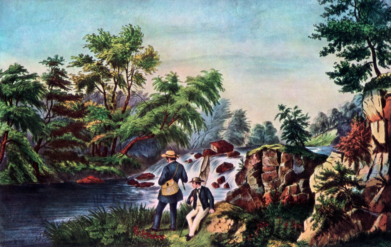 Ørredstrømmen, 1852. af Currier and Ives