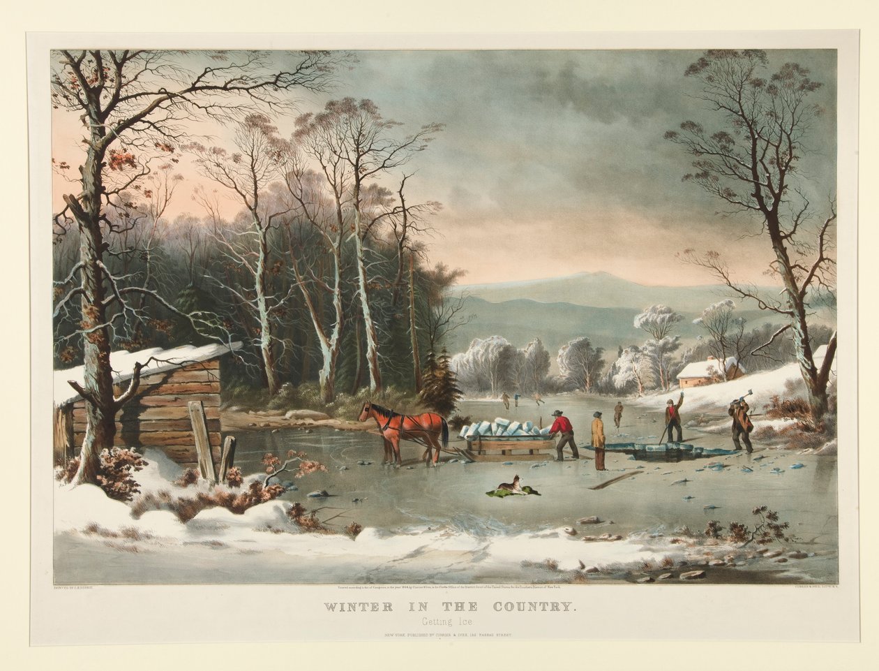 Vinter på landet. /Får is af Currier and Ives