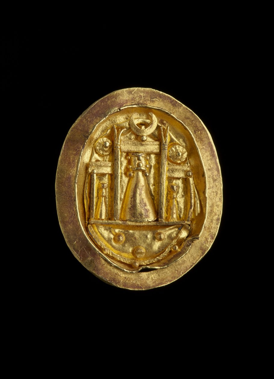 Fingerring af guld med indstilling, der viser Afrodites helligdom i Paphos, romertiden (Cypern) ca. 50 f.Kr.-330 e.Kr. (guld) af Cypriot