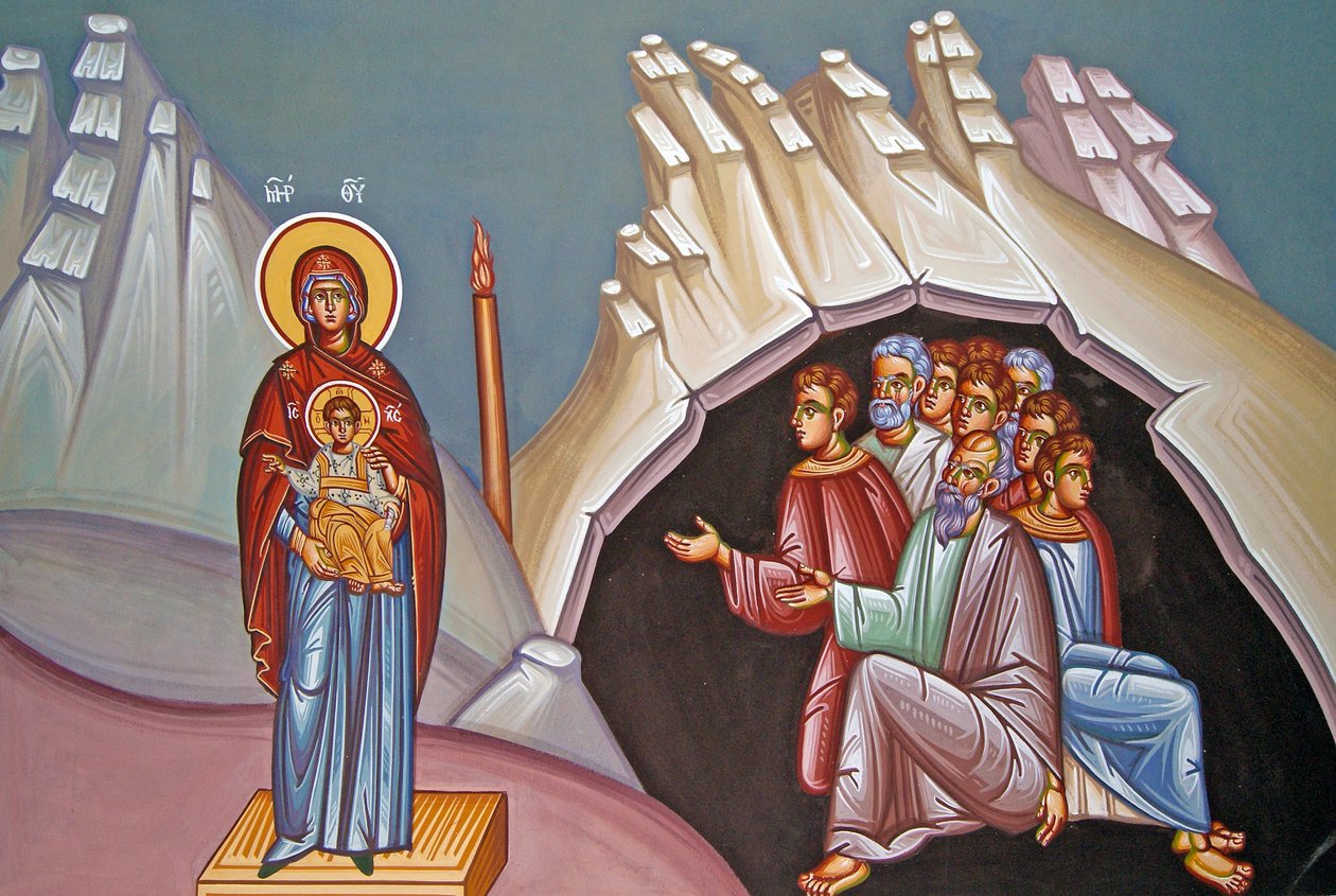 Vægmaleri af Madonnaen og Barnet, Kykkos Kloster, Cypern af Cypriot