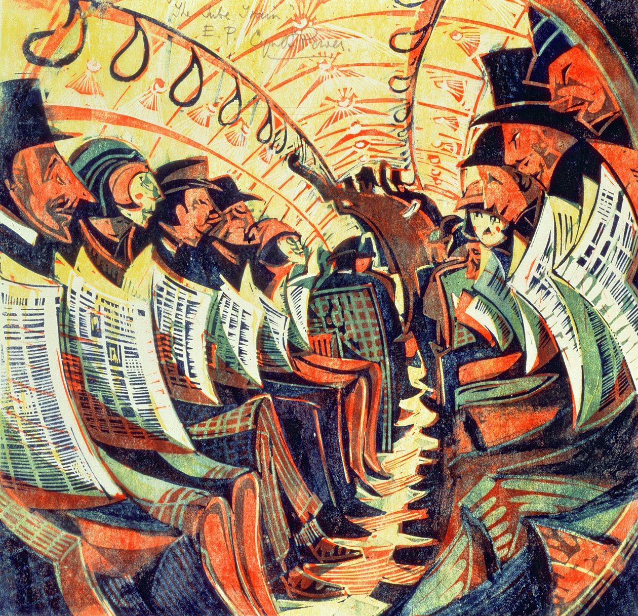 The Tube Train, ca. 1934 (linosnit) af Cyril Edward Power
