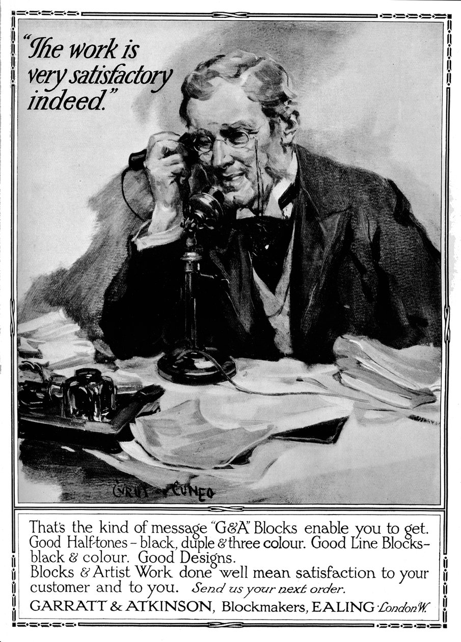 Garratt & Atkinson, Blockmakers - annonce, 1916 af Cyrus Cuneo