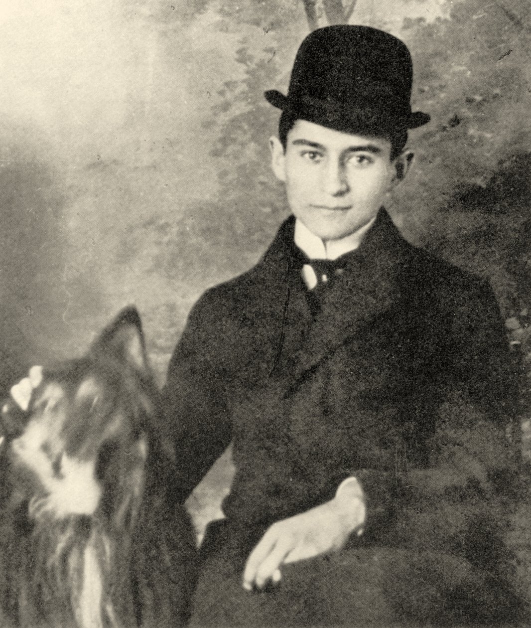 Franz Kafka med sin hund, 1910 af Czech School