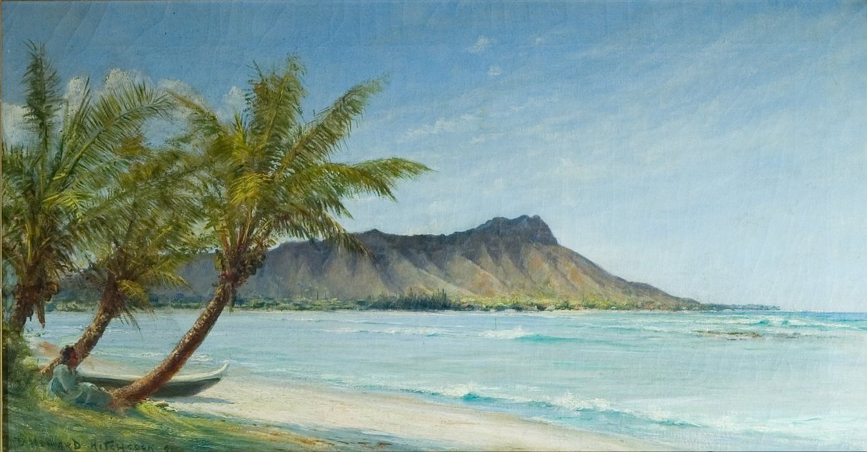 Waikiki -stranden i sollys af D. Howard Hitchcock
