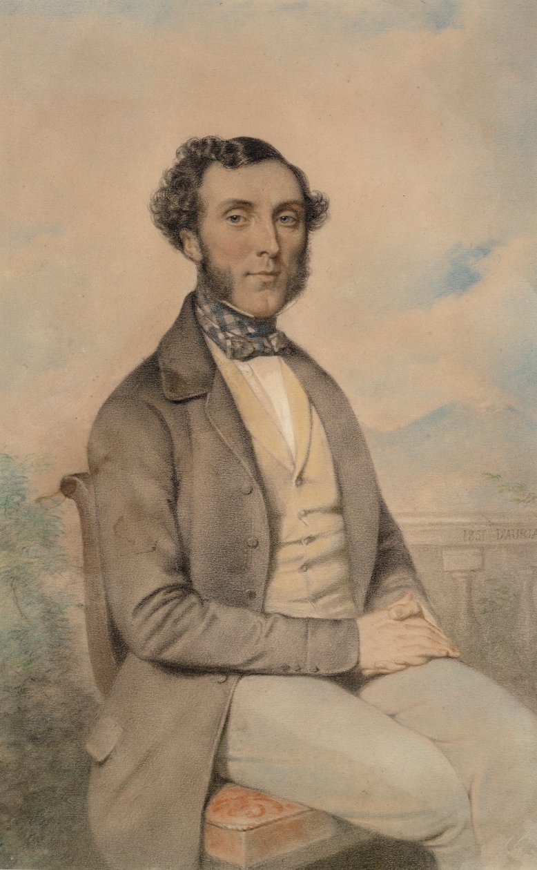 Portræt af en siddende gentleman, 1851 (pastel på papir) af DAuria