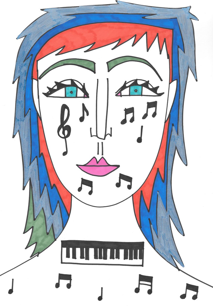 Musik (tusch på papir) af Daisy de Villeneuve