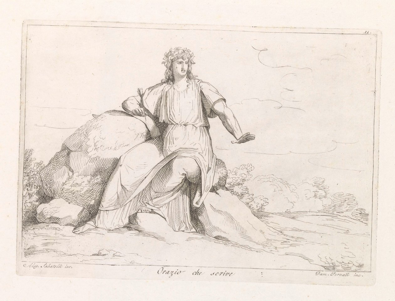 Horatius Horace der skriver (titel på objekt) af Damiano Pernati