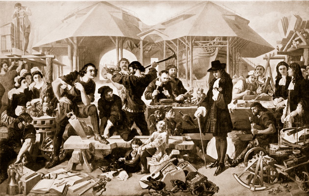 Peter den Store på Deptford Dockyard af Daniel Maclise
