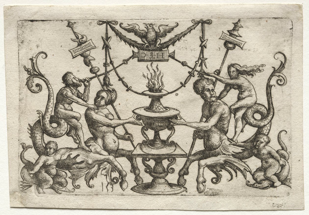 Ornament med Siren og Triton. af Daniel Hopfer