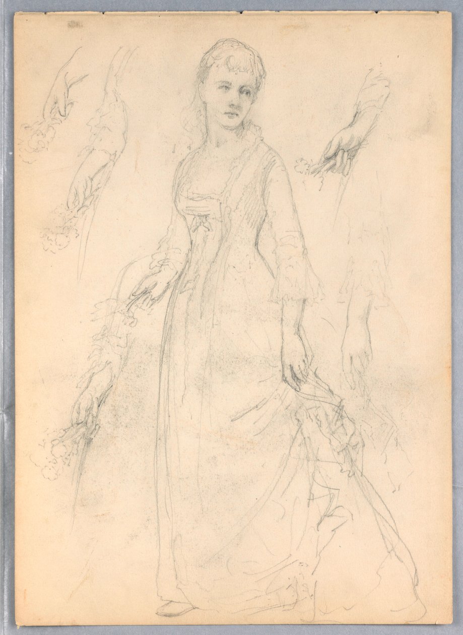 Tegning, studie til "Titian Showing", 1872 af Daniel Huntington