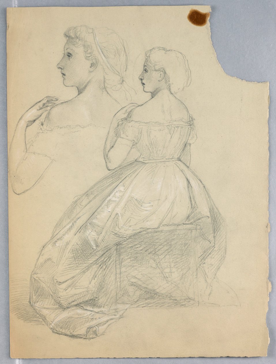 Tegning, studie til "Titian Showing", 1872 af Daniel Huntington