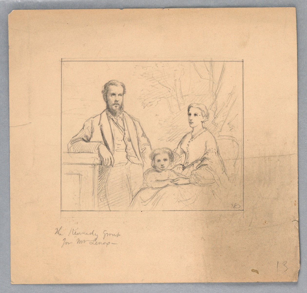 Tegning, studie til "Titian Showing", 1872 af Daniel Huntington