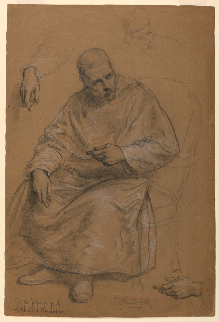 Tegning, studie til "Titian Showing", 1872 af Daniel Huntington