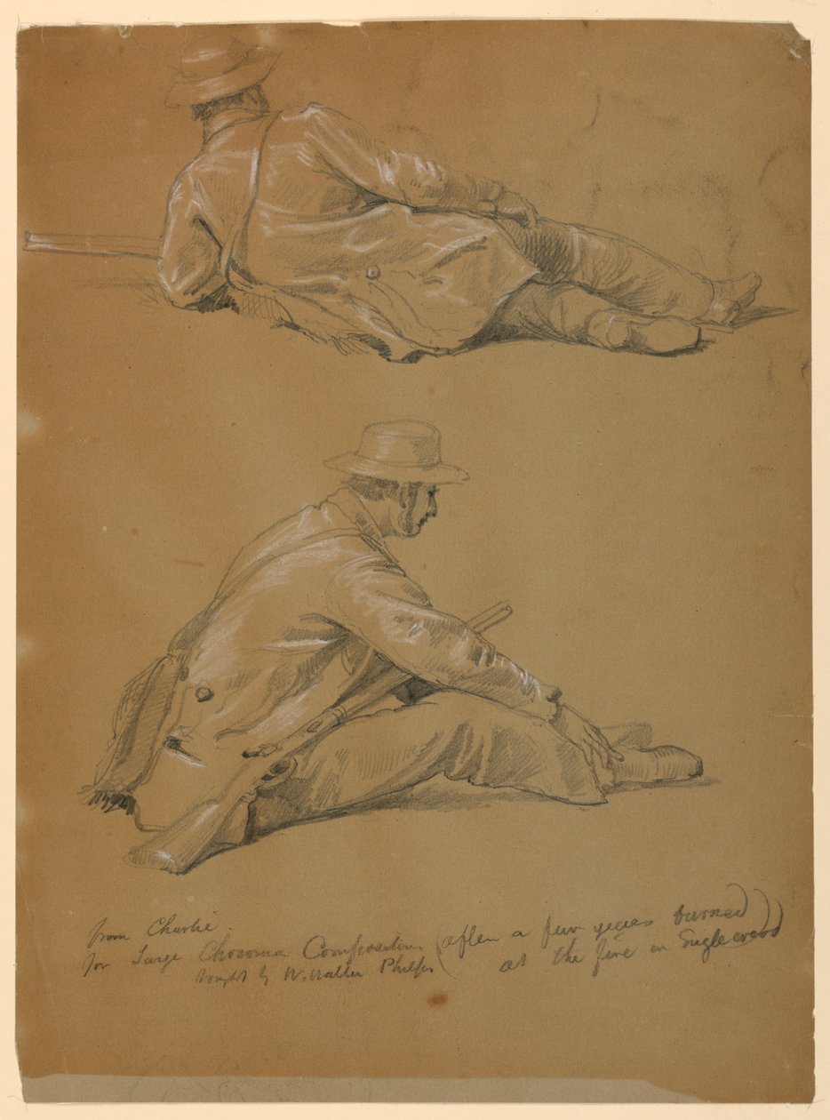 Tegning, To studier af kunstneren, 1864 af Daniel Huntington