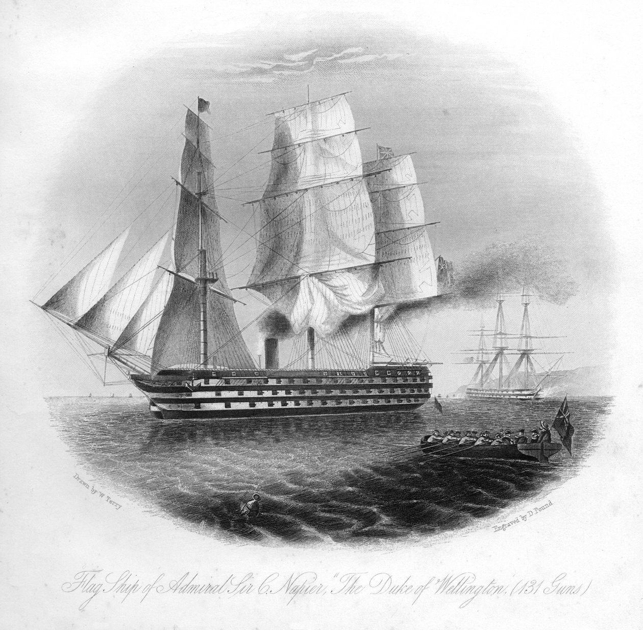 HMS Duke of Wellington, 1857. af Daniel John Pound