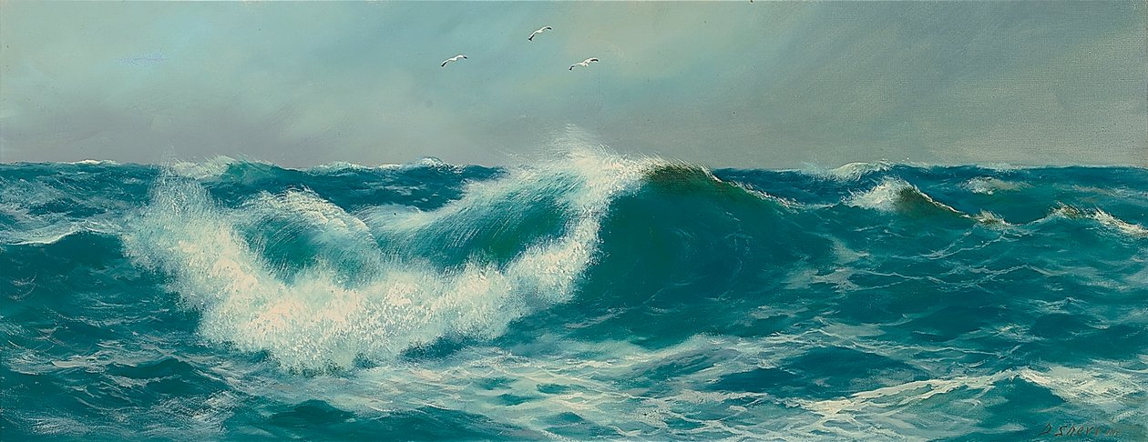 Bølger (olie på lærred) af Daniel Sherrin