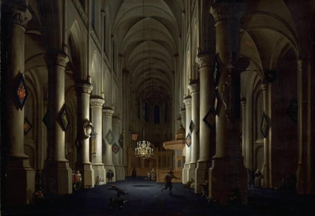 Det indre af en kirke af Daniel de Blieck