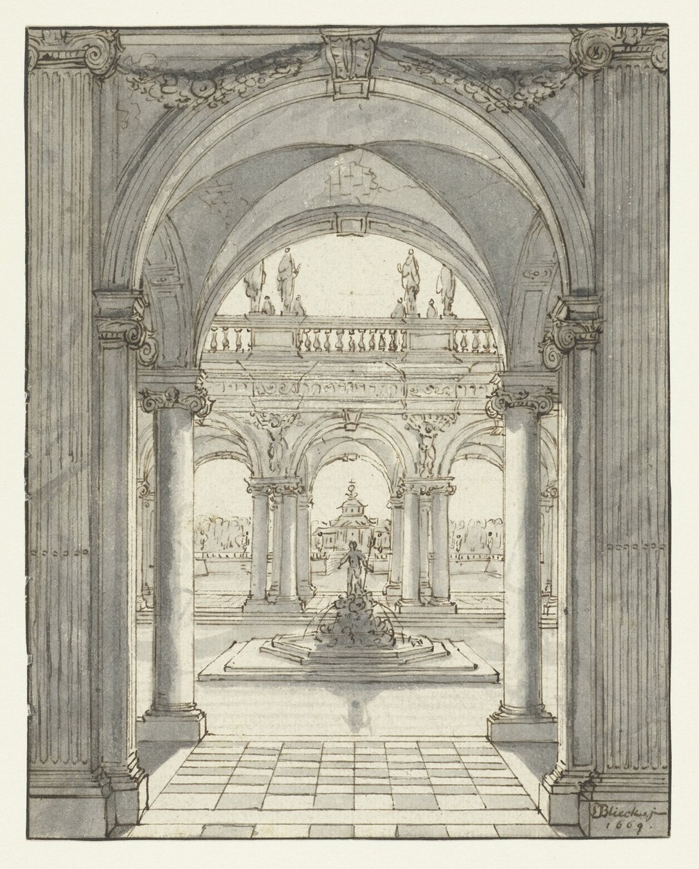 Plads foran et renæssancepalads af Daniel de Blieck