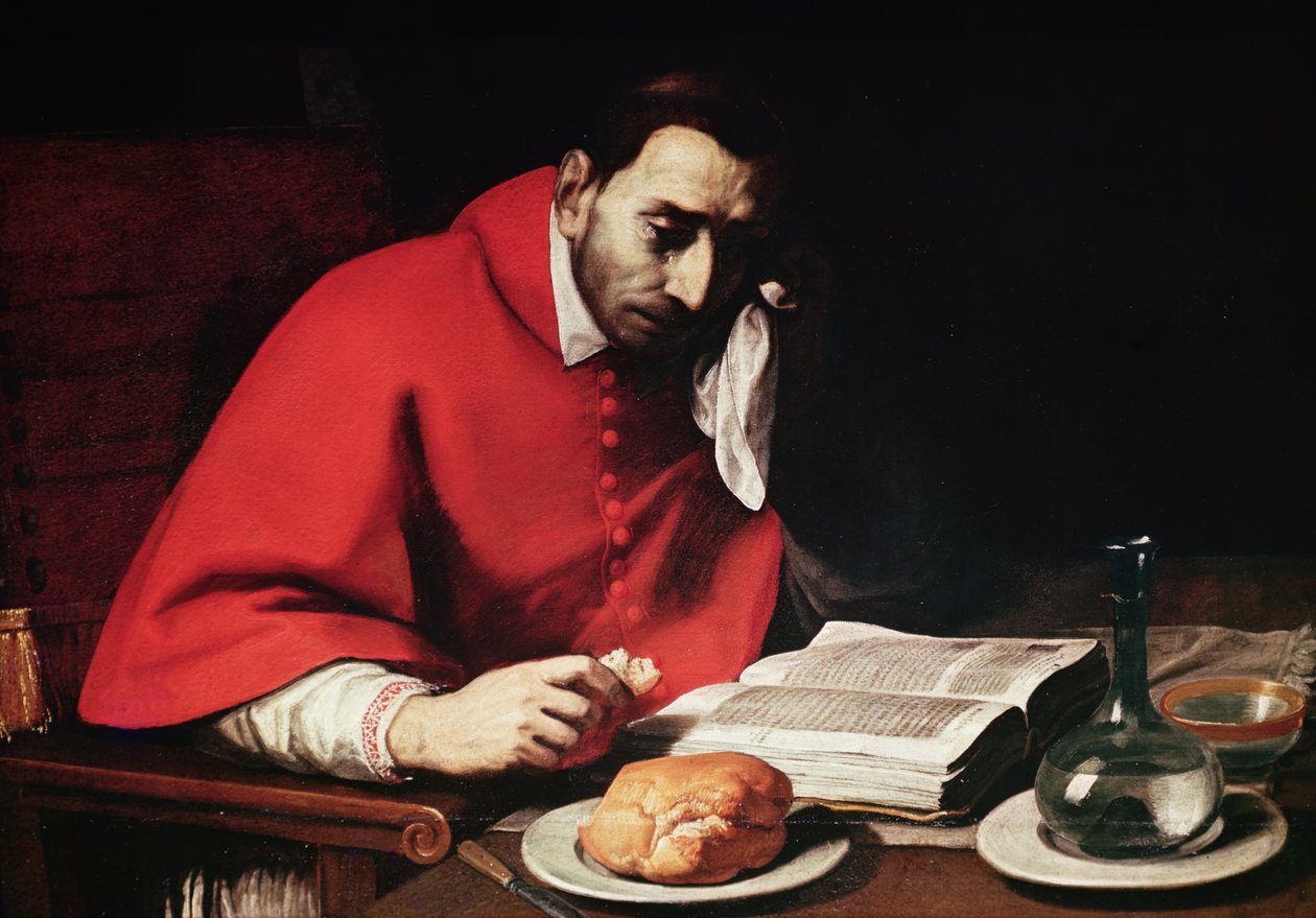 The Fasting of St. Charles, ca. 1625 olie på paneldetalje af 60359 af Daniele Crespi