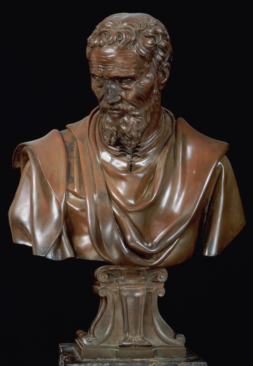 Portrætbuste af Michelangelo Buonarroti (1475-1564) (bronze) af Daniele da Volterra