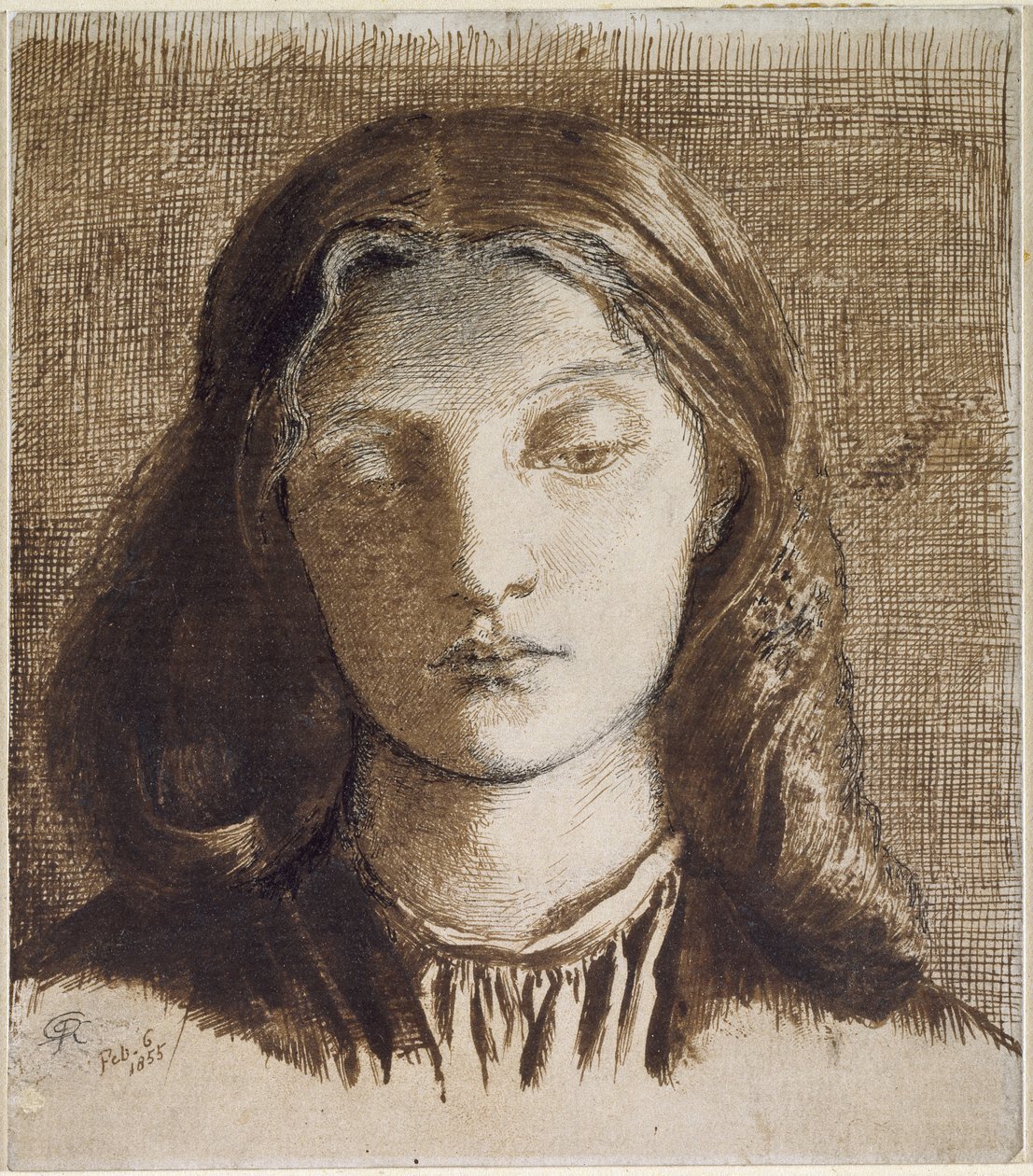 Elizabeth Siddal, 1855 (pen og blæk på papir) af Dante Gabriel Charles Rossetti