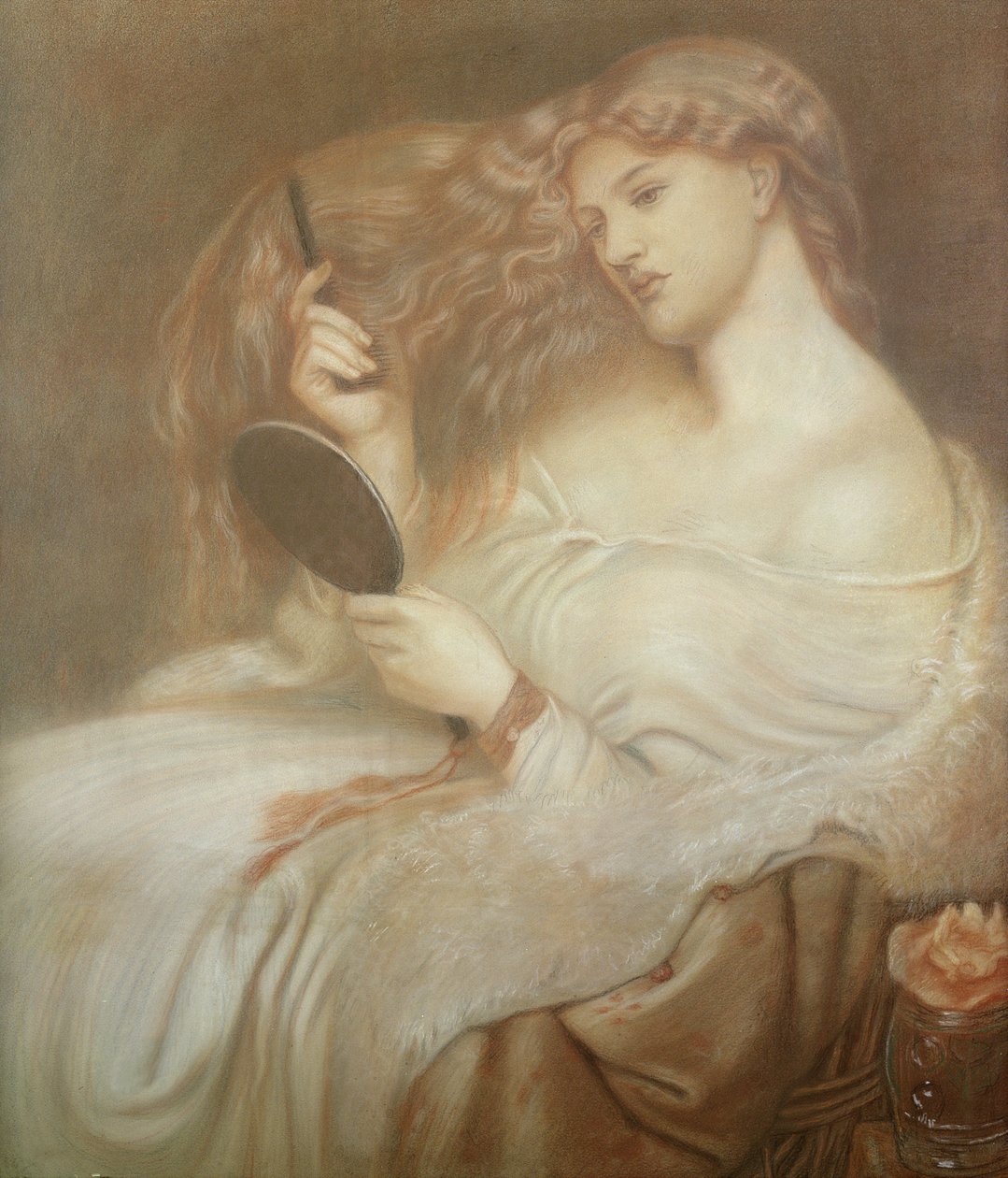 Lady Lilith, ca. 1867-68 (rød og sort kridt på papir) af Dante Gabriel Charles Rossetti