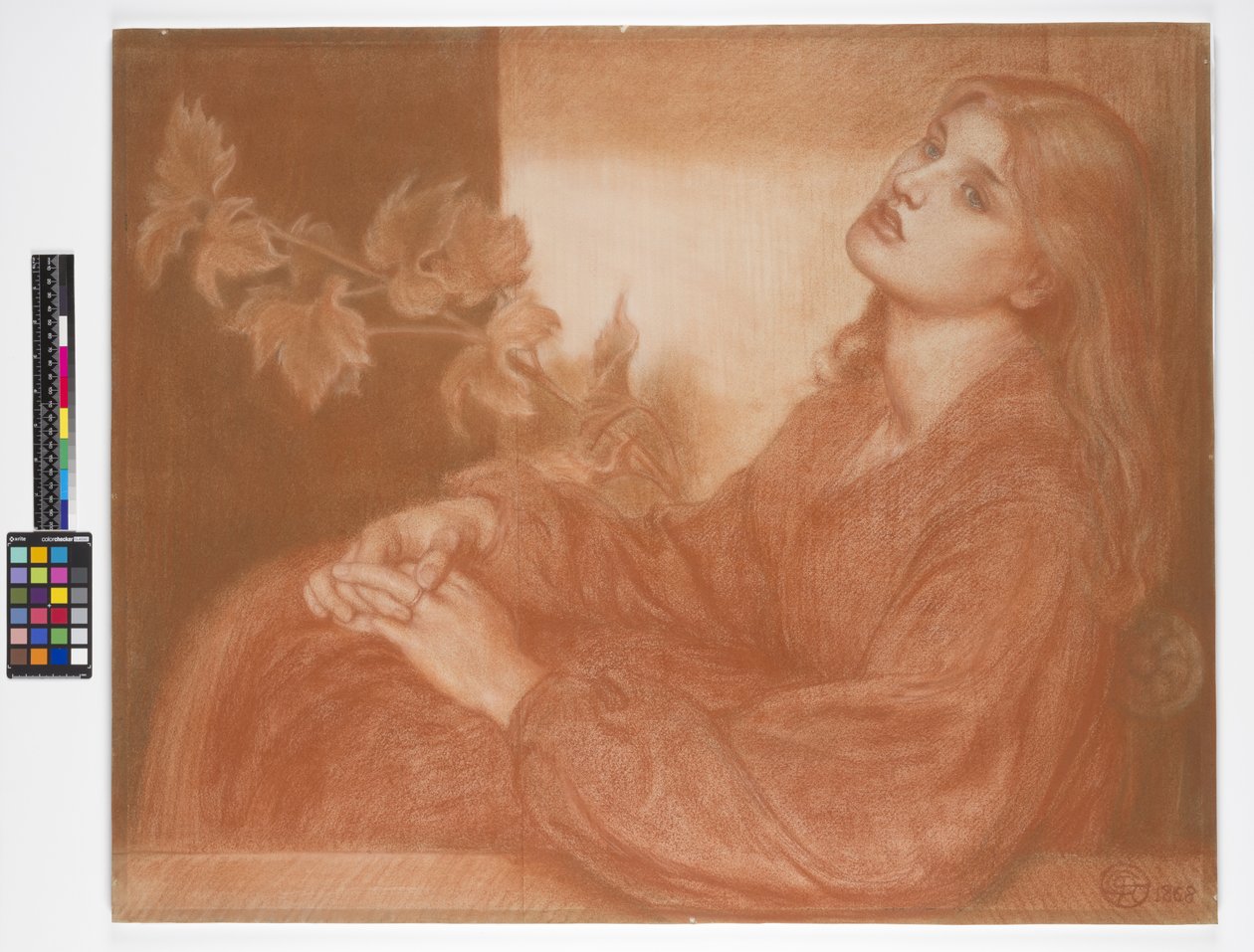 Husk mig, der søn la Pia (fra Dantes Purgatorio) 1868 (rød og sort kridt på papir) af Dante Gabriel Charles Rossetti