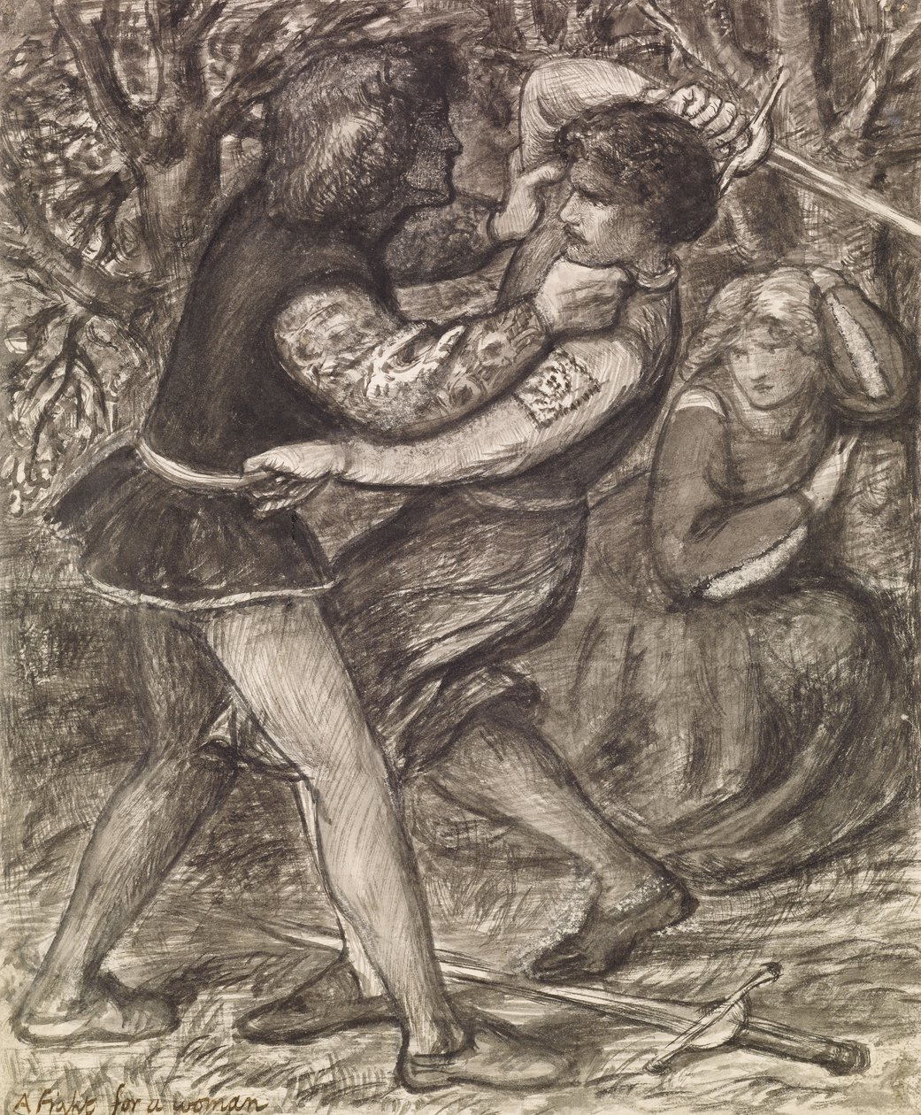 En kamp for en kvinde af Dante Gabriel Charles Rossetti