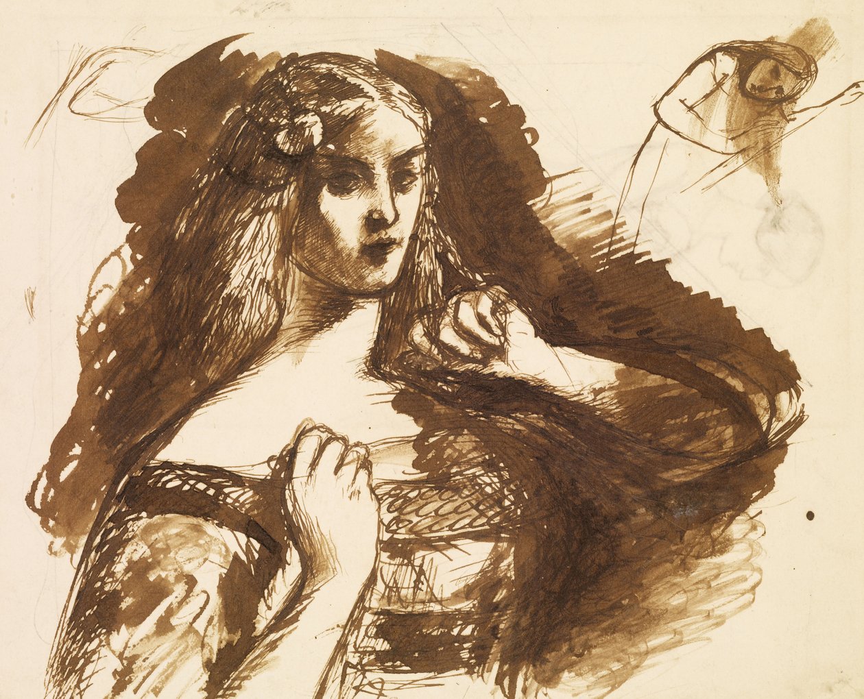 Halvlang skitse af en ung kvinde af Dante Gabriel Charles Rossetti