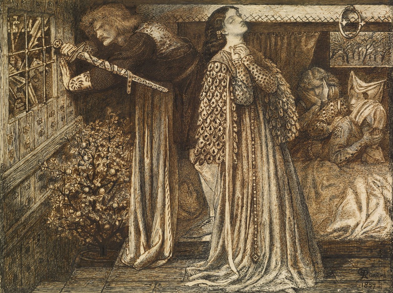 Sir Launcelot i Queens Chamber af Dante Gabriel Charles Rossetti