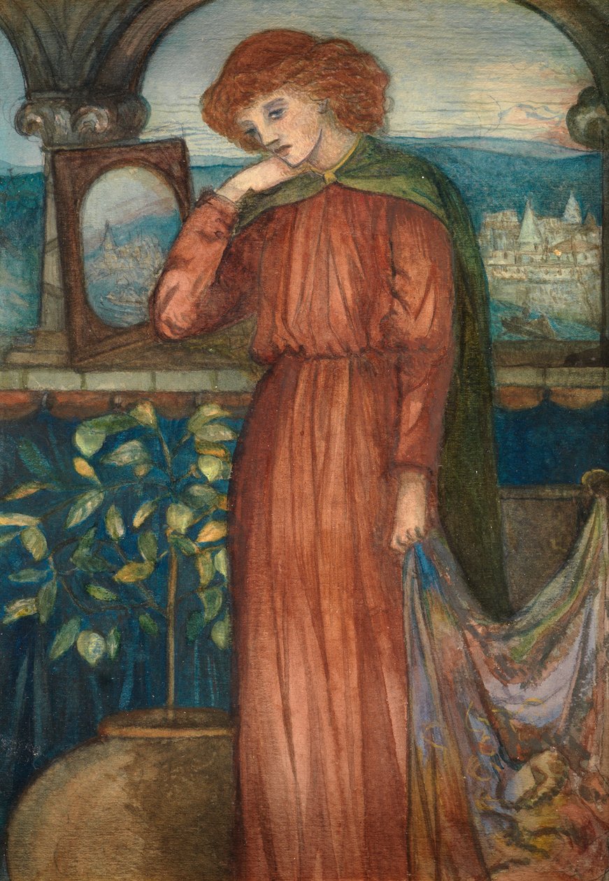 The Lady of Shalott (wc på kort) af Dante Gabriel Charles Rossetti