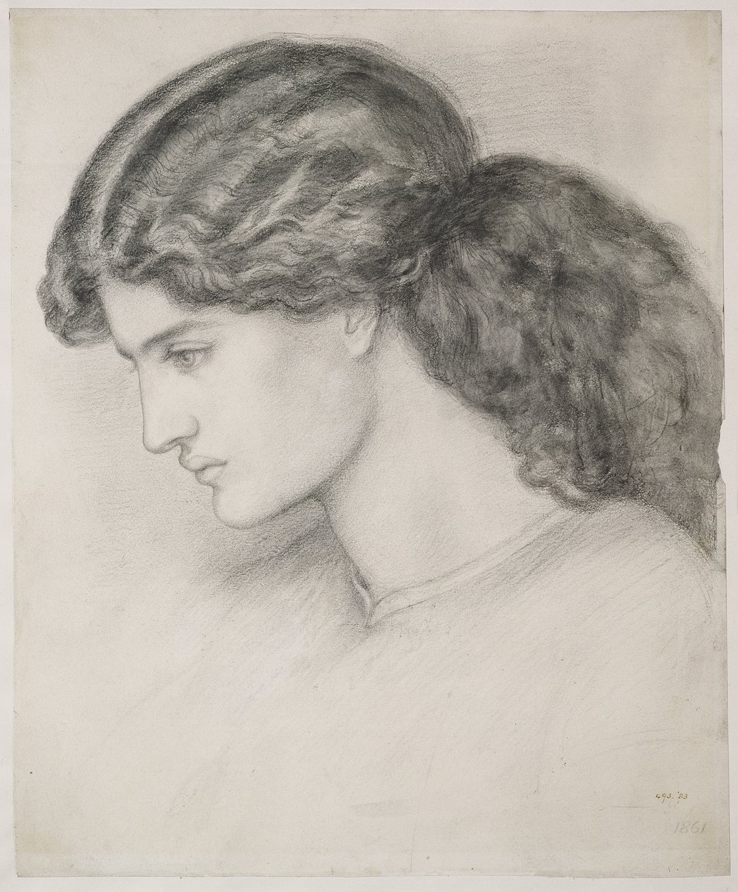 Hoved af en kvinde, 1861 af Dante Gabriel Charles Rossetti