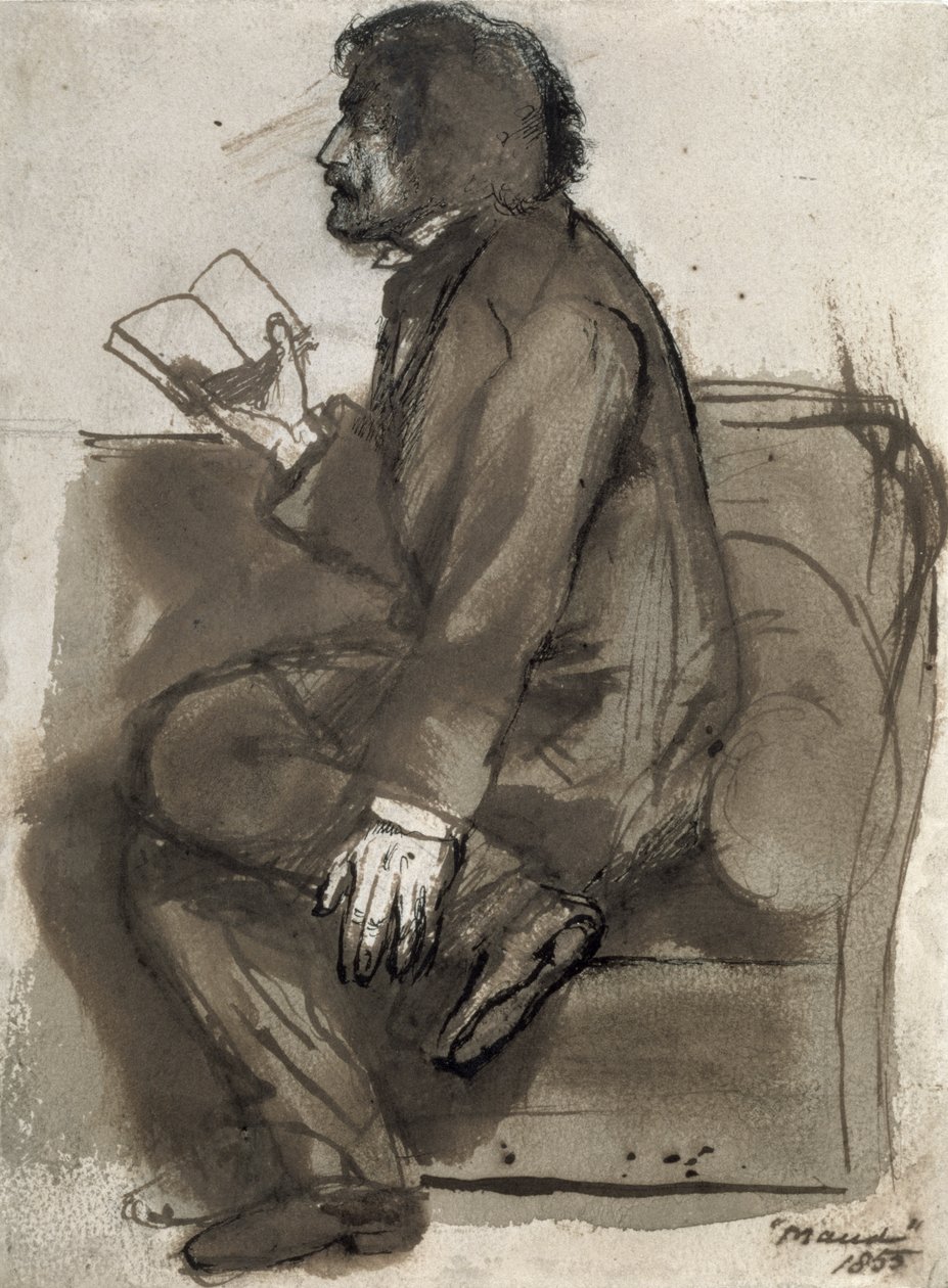 Tennyson læser "Maud", 1855 af Dante Gabriel Charles Rossetti